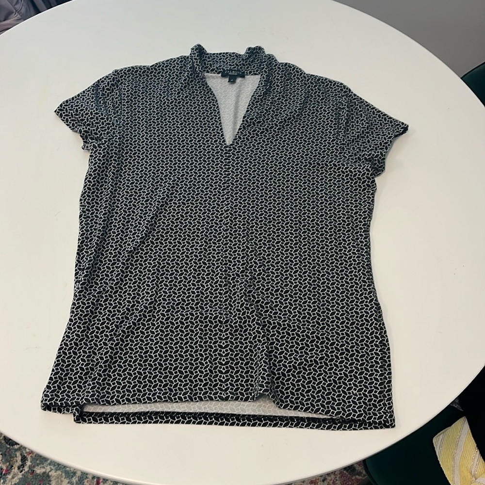 talbots white and black top